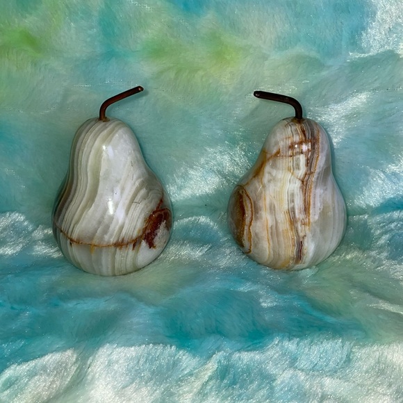 Source Unknown Other - Vintage Polished Set of Stone Pears.  Colorful fruit hand carved.